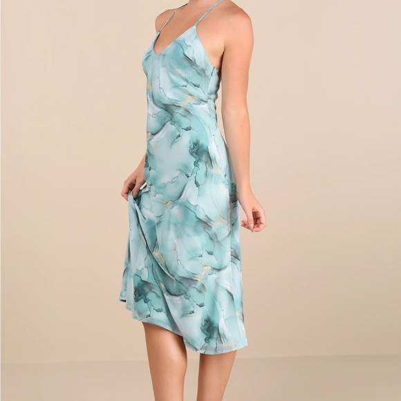 Lulus Dresses & Skirts - Lulu's Aqua Marble Midi Dress